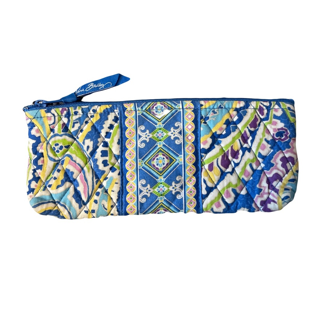 VERA BRADLEY Retired Rare Capri Blue Brush Pencil Case